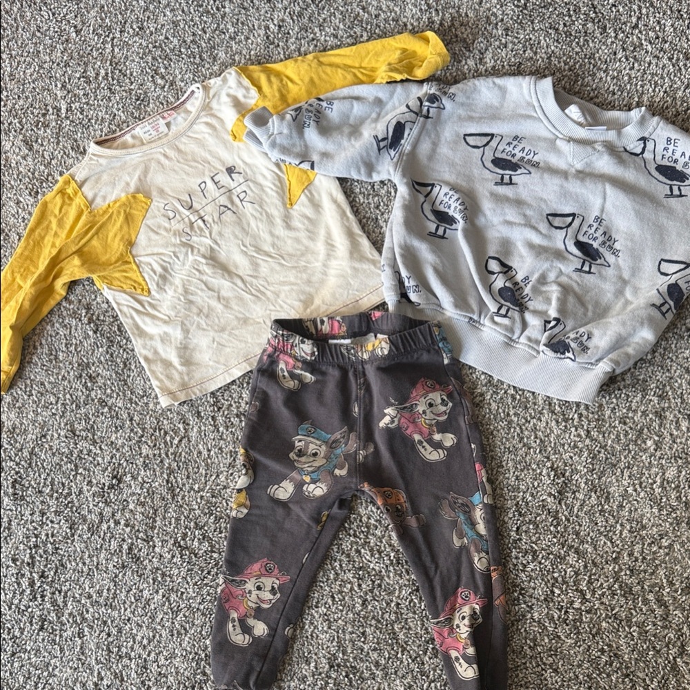 Zara Kids Matching Set - Yellow, Gray, Cream Paw Patrol Pants